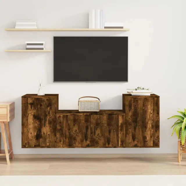 vidaXL 3-delige Tv-meubelset bewerkt hout gerookt eikenkleurig, foto 2