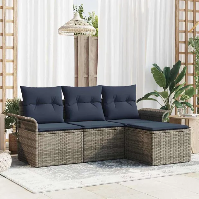 vidaXL Tuin Sofa Set 4 st Grijs poly rattan, foto 2