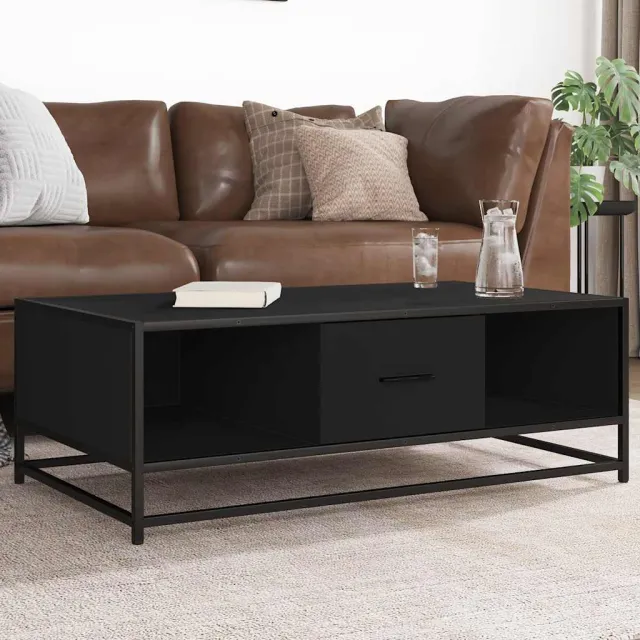 vidaXL Salontafel 100x57x35 cm bewerkt hout en metaal zwart, foto 2