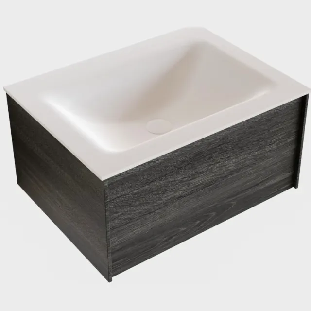 Boss & Wessing Badkamermeubel BWS Madrid Antraciet 60x45x30 cm Mat Witte Solid Surface Wastafel (0 kraangaten)