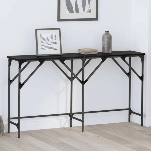 vidaXL Wandtafel - Zwart - Eiken - 140 - x - 29 - x - 75 - cm - Bewerkt - hout Zwart eiken