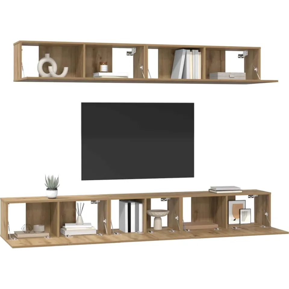 vidaXL Tv-meubelset 5 st Artisan Eiken Bewerkt hout Beige