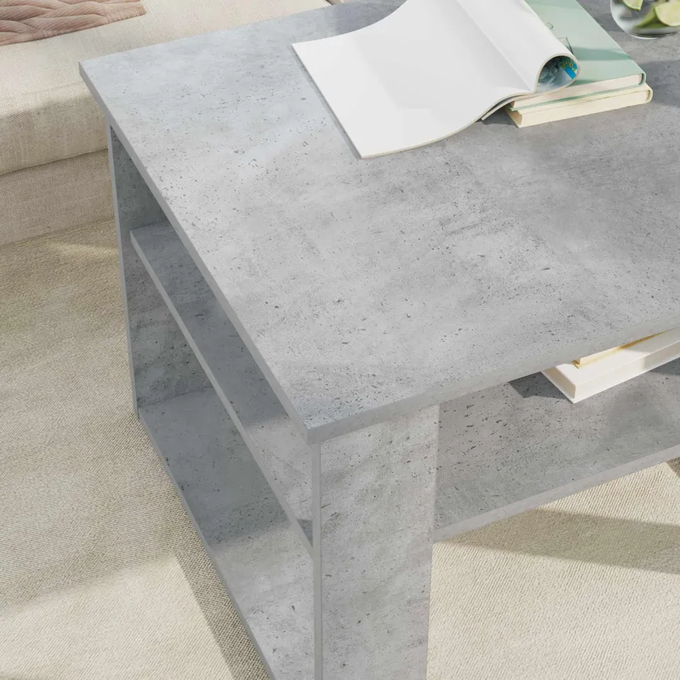 vidaXL Salontafel Beton Grijs 64 x 54 x 44 cm Bewerkt hout, foto 4