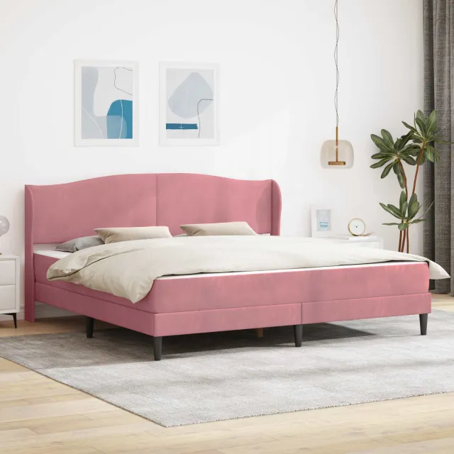 vidaXL Bedframe met matras Roze 200 x 200 cm fluweel