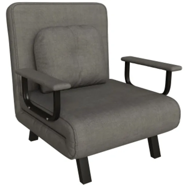 in& out door furniture Relaxfauteuil met ligfunctie, 5-standig verstelbare rugleuning, chenille bekleding, uitklapbare extra steunen, 180° ligpositie, leesfauteuil om te ontspannen, slaapfauteuil, grijs (opvouwbare bankstoel)