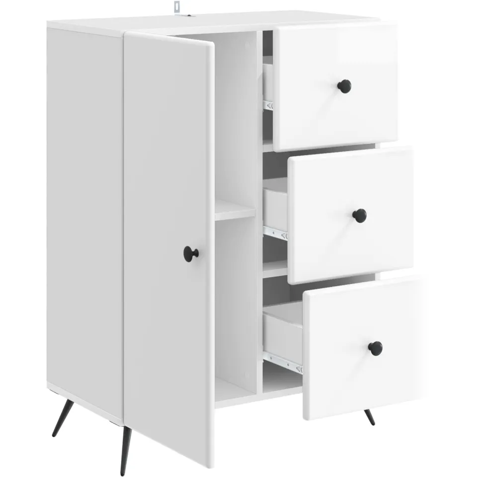 vidaXL Dressoir Hoogglans Wit 66 x 34,5 x 90 cm Bewerkt hout, foto 3