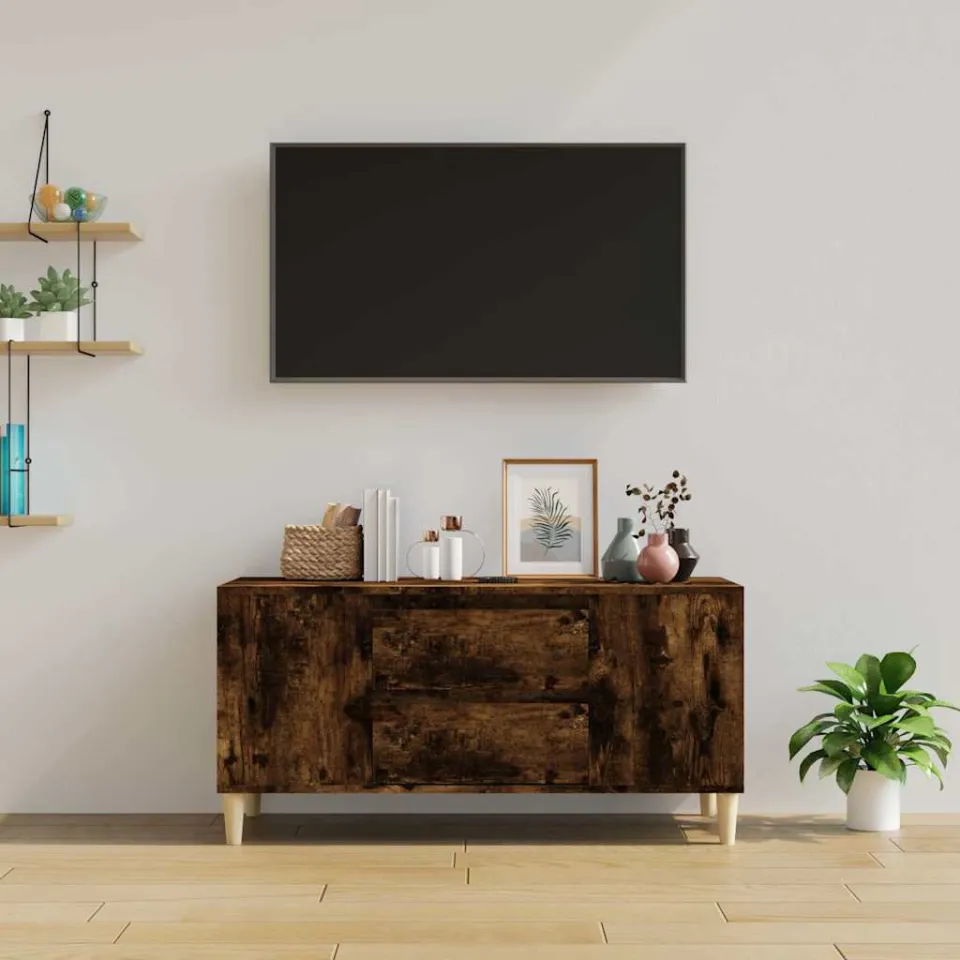 vidaXL Tv-meubel 102x44,5x50 cm bewerkt hout gerookt eikenkleurig, foto 3