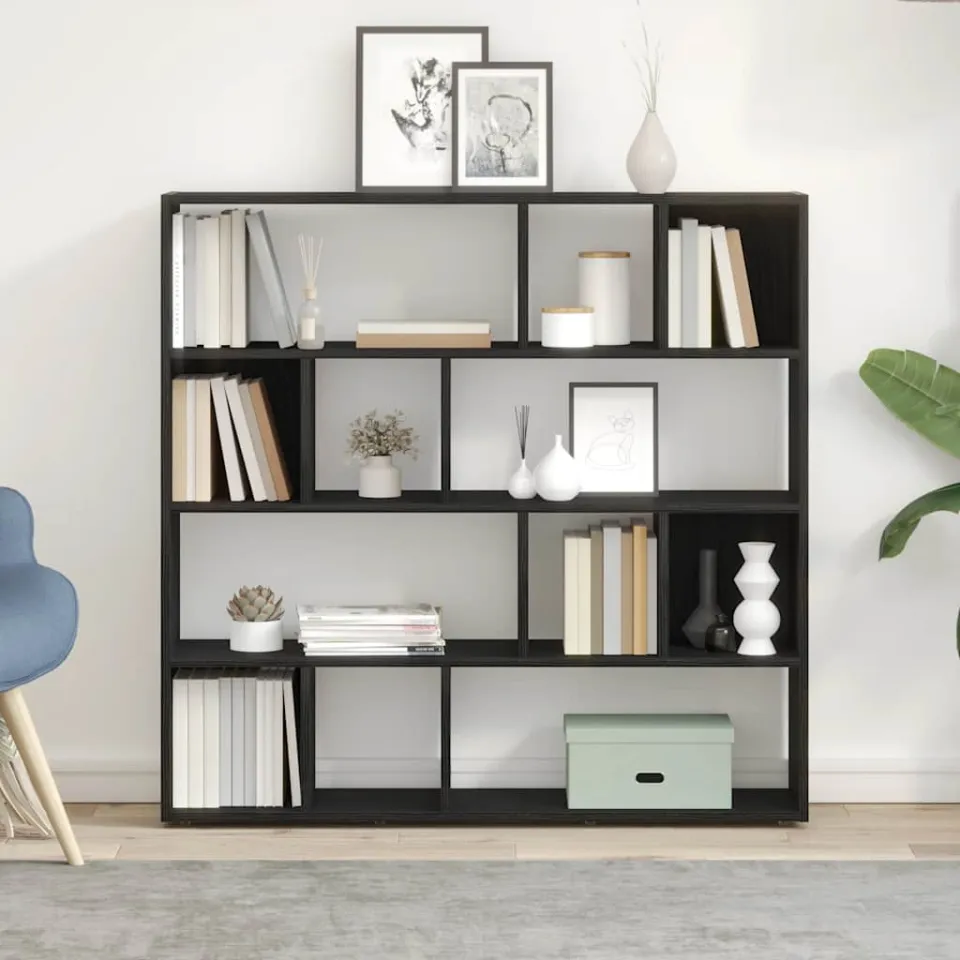 vidaXL Boekenkast/kamerverdeler zwart eiken 105x24x102 cm, foto 4