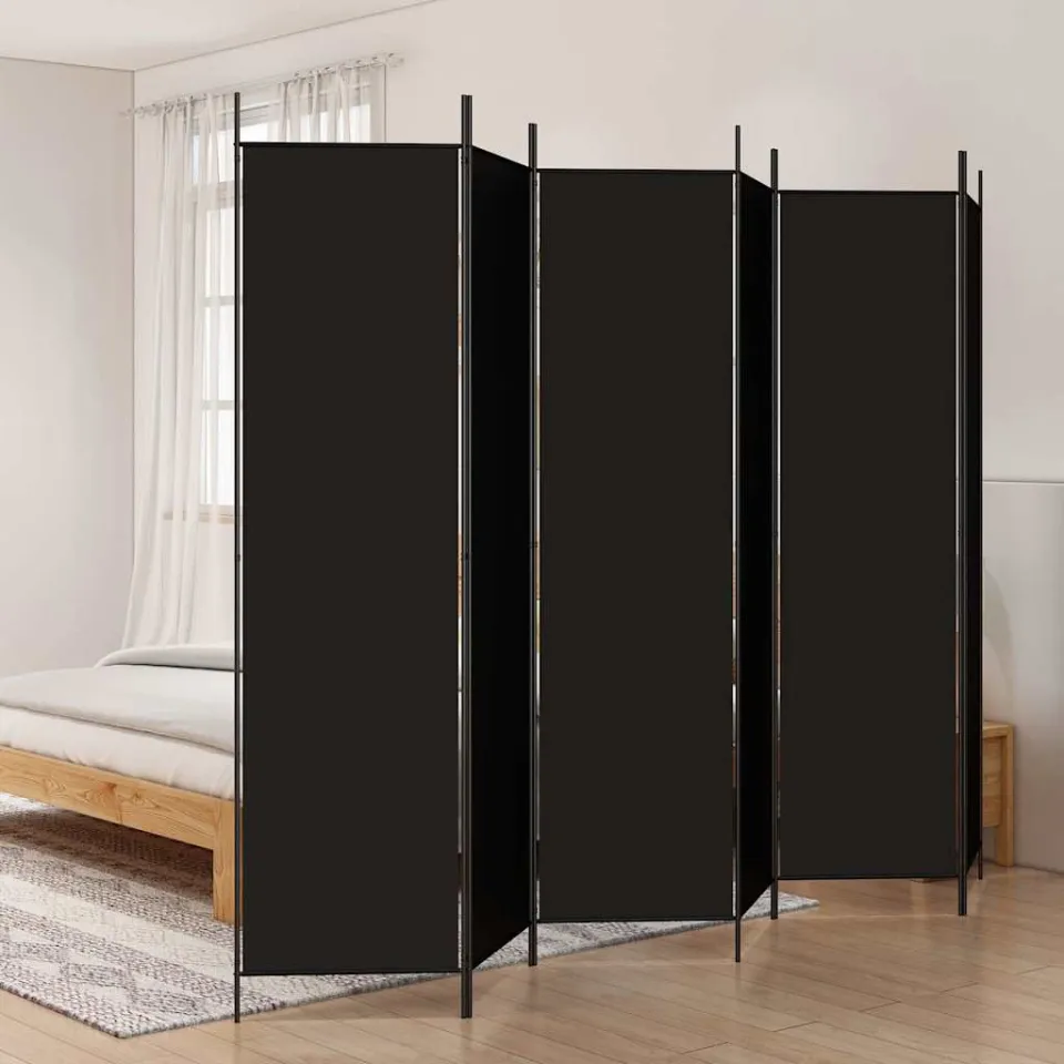 vidaXL Kamerscherm met 6 panelen 300x200 cm stof zwart, foto 3