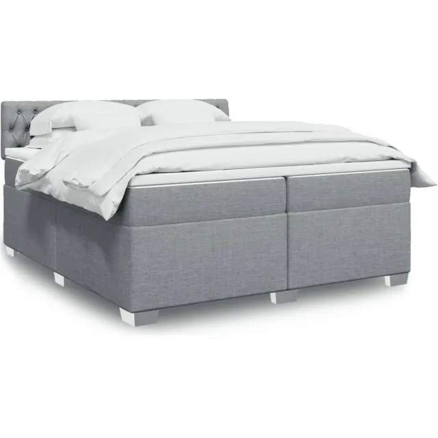 vidaXL Boxspring met matras stof lichtgrijs 200x200 cm grijs
