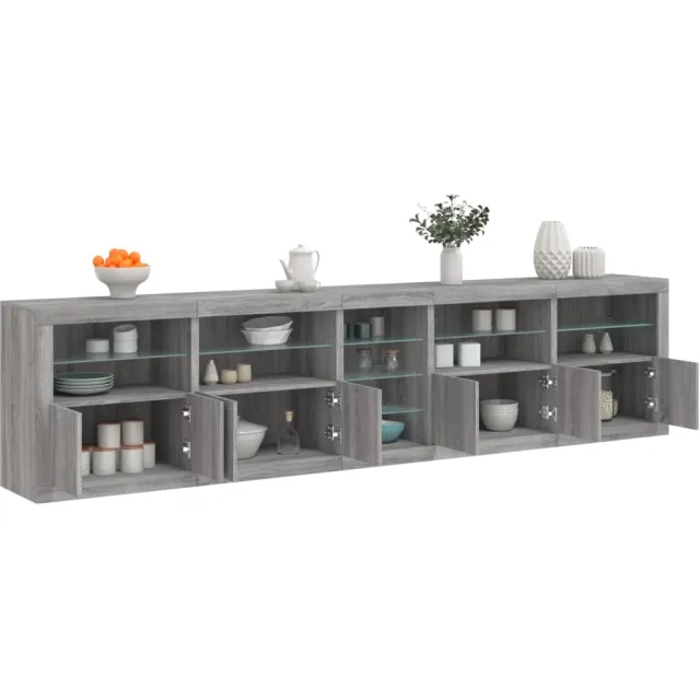 vidaXL Dressoir met LED-verlichting 283x37x67 cm grijs sonoma eiken