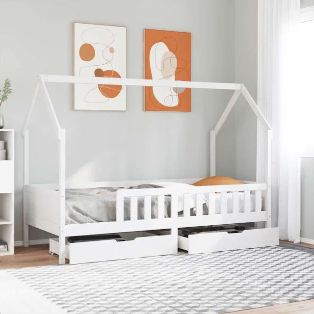 vidaXL Kinderbedframe met lades 80x200 cm massief grenenhout Wit