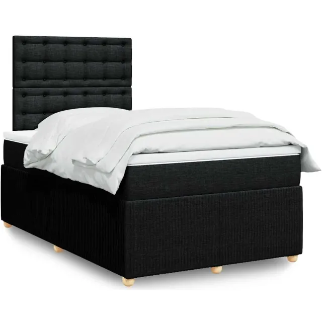 vidaXL Boxspring met matras stof zwart 120x200 cm