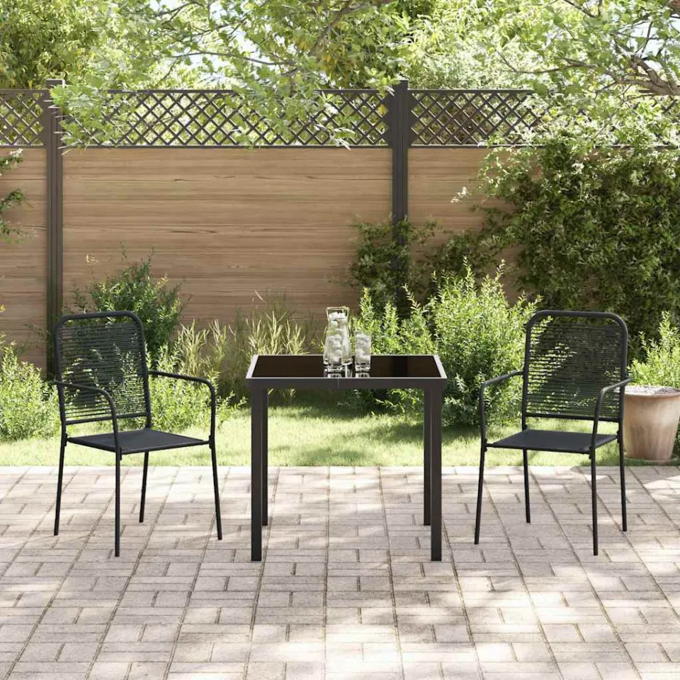 vidaXL Tuin eettafelset 3 st Zwart Gepoedercoat staal, foto 3