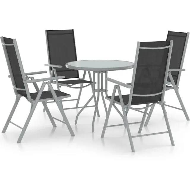 vidaXL 5-delige Tuinset aluminium en textileen zilverkleurig, foto 2
