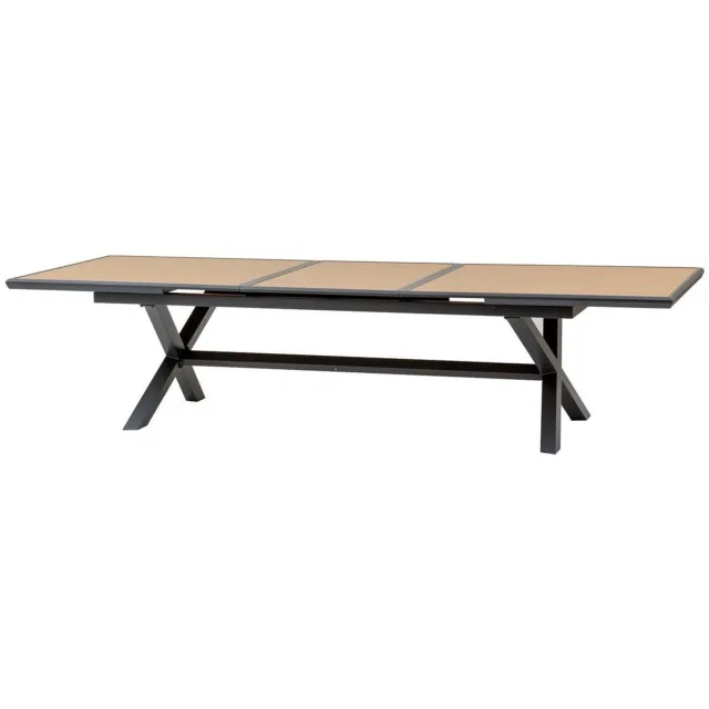 Hespéride Uitschuifbare tuintafel voor 12 personen van aluminium AXIOME honey et graphite