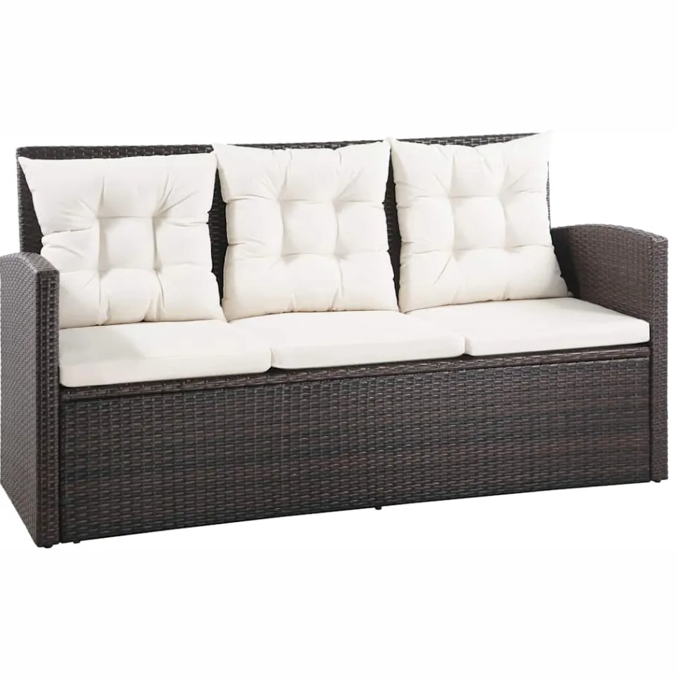 vidaXL 5-delige Loungeset met kussens poly rattan bruin