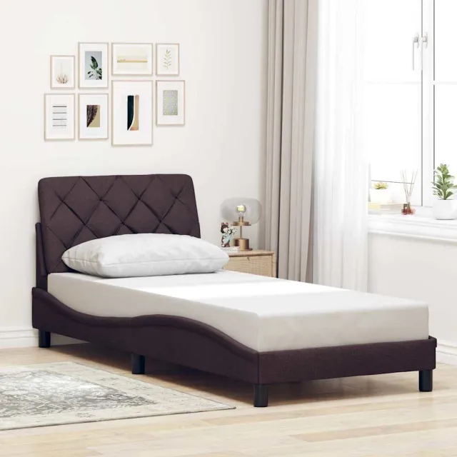 vidaXL Bedframe zonder matras 90x200 cm stof donkerbruin bruin