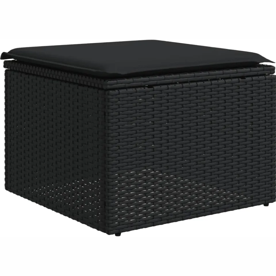 vidaXL 6-delige Loungeset met kussens poly rattan zwart, foto 4