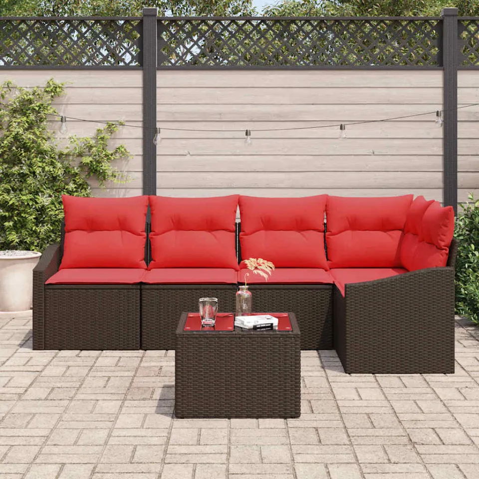vidaXL Bankstel 6 st Bruin poly rattan, foto 3