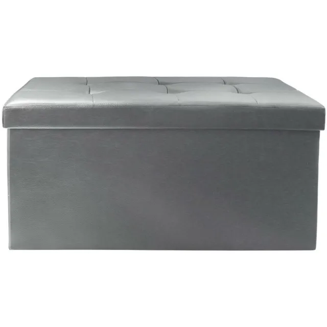 HOME DECO FACTORY Home Deco - Poef/hocker Eccense - opvouwbaar - grijs - polyester/MDF - 76 x 38 cm