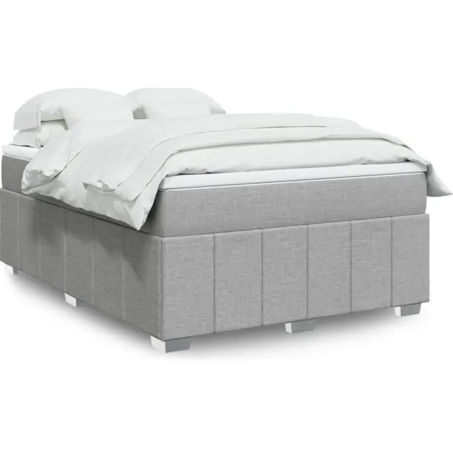vidaXL Boxspring met matras stof lichtgrijs 160x200 cm grijs