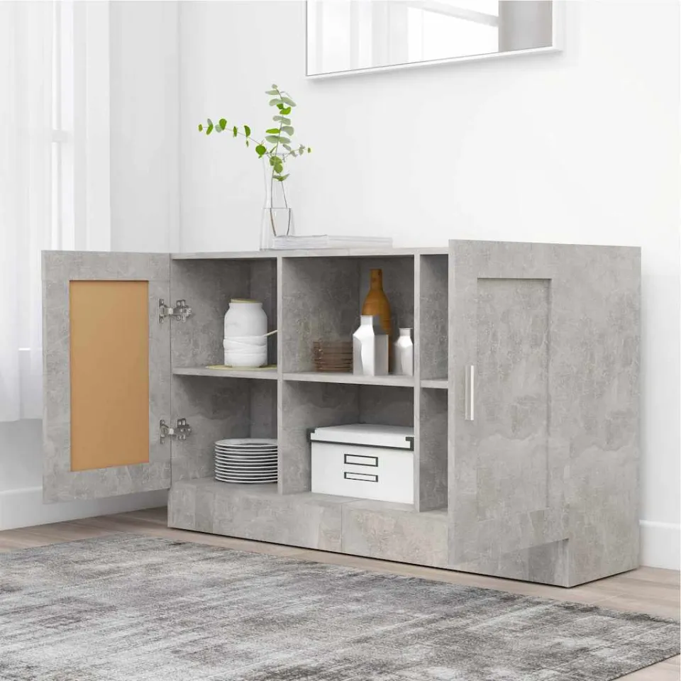 vidaXL Dressoir 120x30,5x70 cm bewerkt hout betongrijs grijs, foto 4