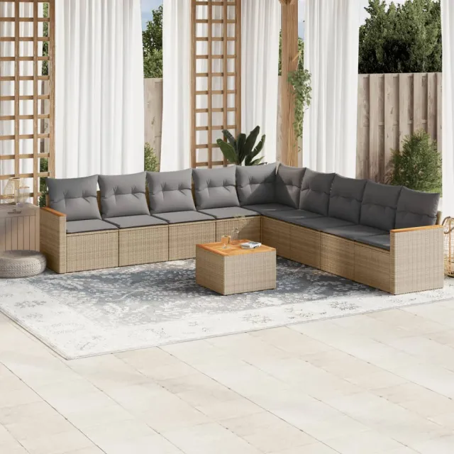 vidaXL Patio Sofa Set 9-zits Beige and Grey