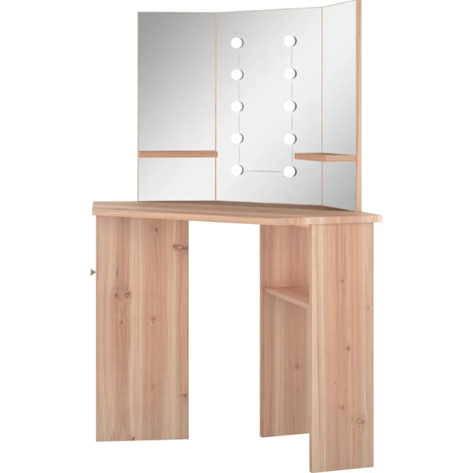 vidaXL Hoekkaptafel met LED 111x54x141,5 cm eikenkleurig, foto 4