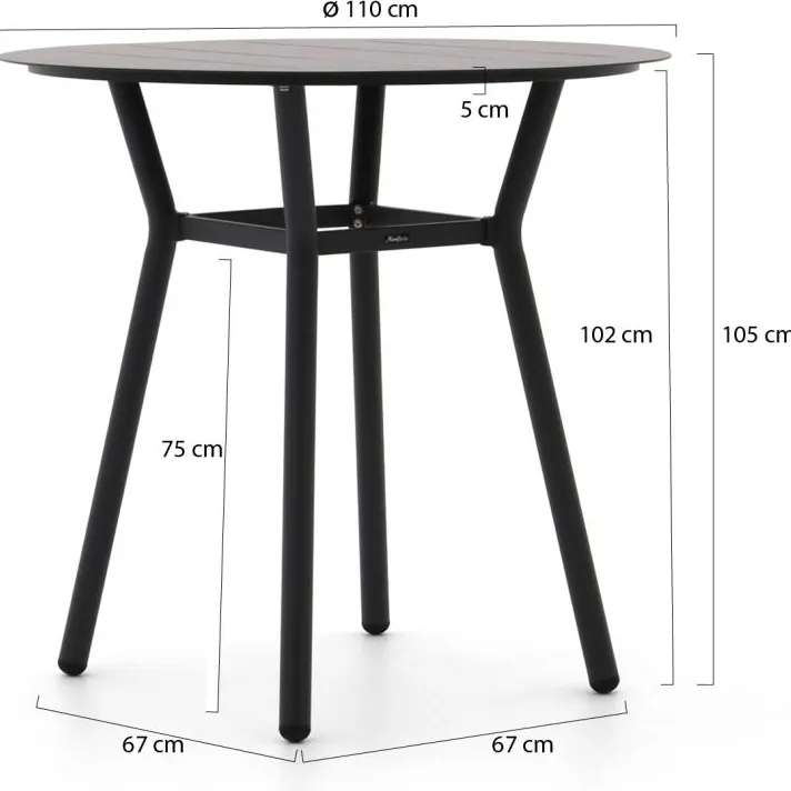 Manifesto Furniture Manifesto Tritoni bartafel ø 110cm (h:105cm) grijs, foto 2