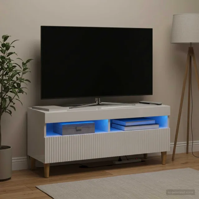 vidaXL LED tv-meubel ARNHEM 100 x 35 x 43 cm Hoogglans Wit