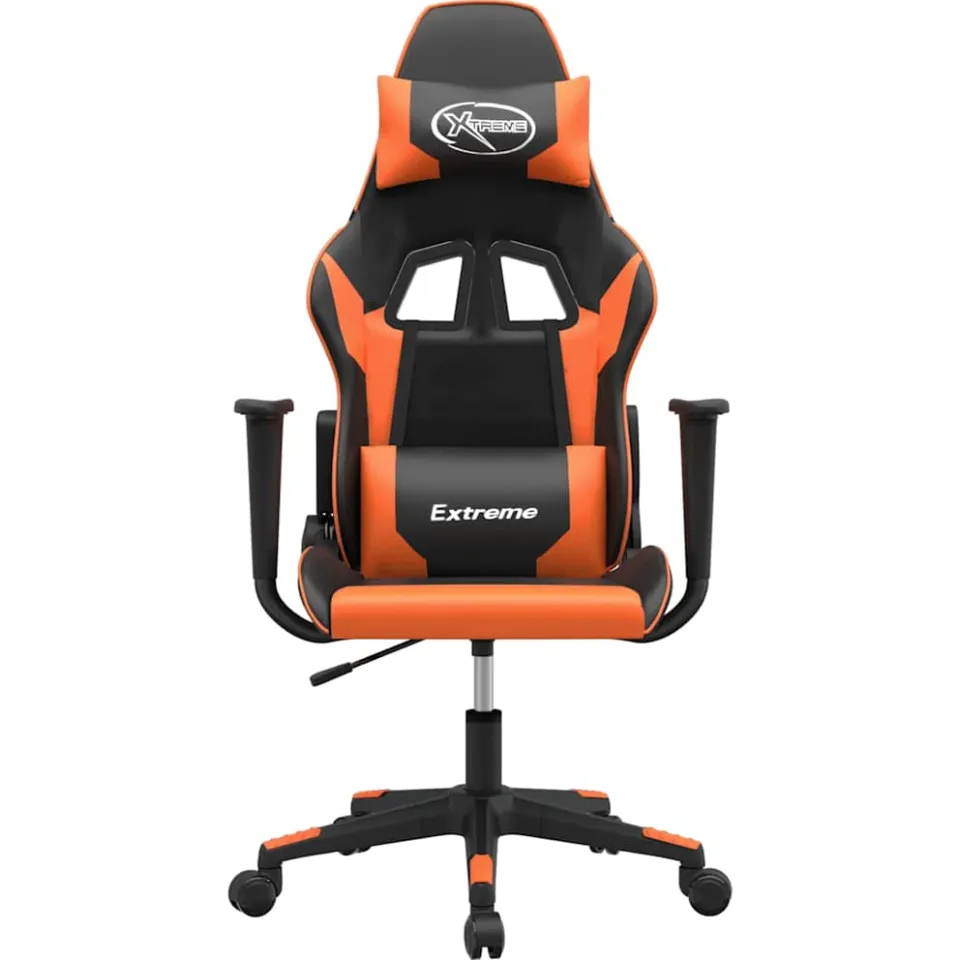 vidaXL Massage gamestoel kunstleer zwart en oranje
