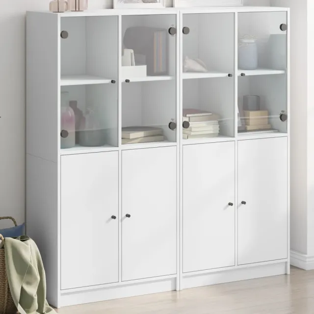 vidaXL Boekenkast met deuren 136x37x142 cm bewerkt hout wit, foto 2
