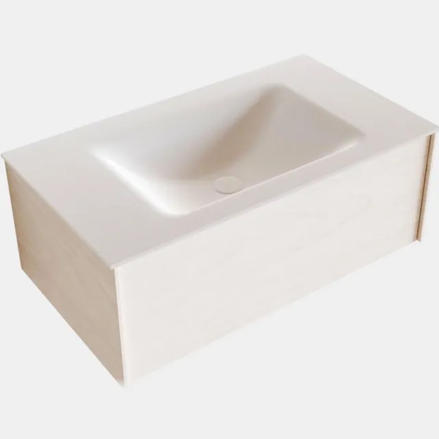 Boss & Wessing Badkamermeubel BWS Madrid Wit 80x45x30 cm Mat Witte Solid Surface Wastafel (1 kraangat)