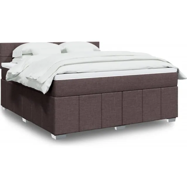 vidaXL Boxspring met matras stof donkerbruin 180x200 cm bruin