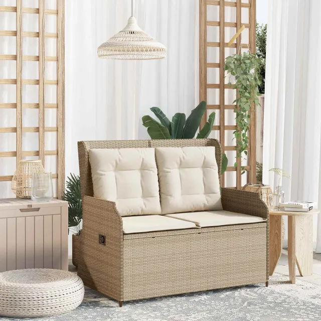 vidaXL Tuinbank Beige poly rattan, foto 2