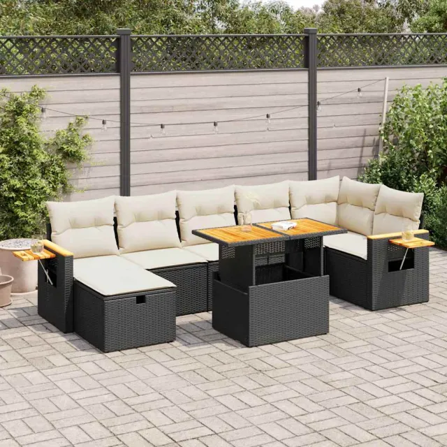 vidaXL 5-delige Loungeset met kussens poly rattan zwart, foto 2