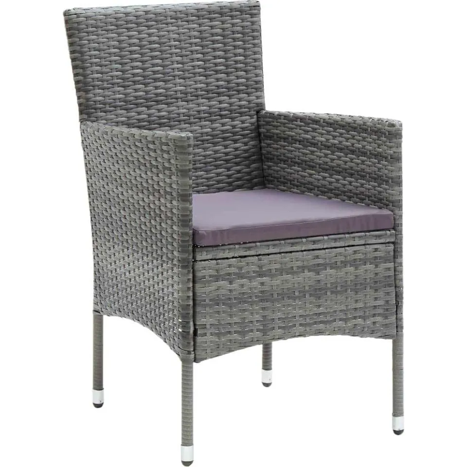 vidaXL 7-delige Tuinset met kussens poly rattan grijs, foto 4