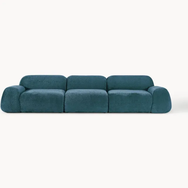 Westwing Collection Modulaire bank Wolke (4-zits) van teddy bouclé Turquoise