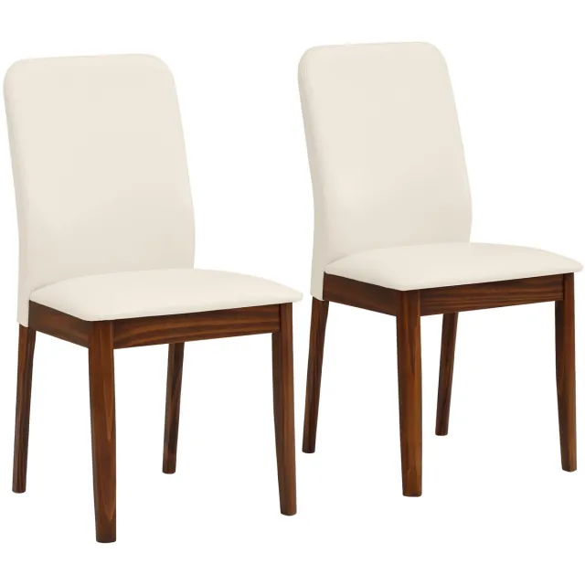 Notio Living Eetkamerstoel in PU walnoot crème Set van 2 Bruin