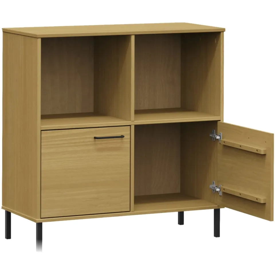 vidaXL Boekenkast met metalen poten OSLO 90x35x90,5 cm hout bruin, foto 4