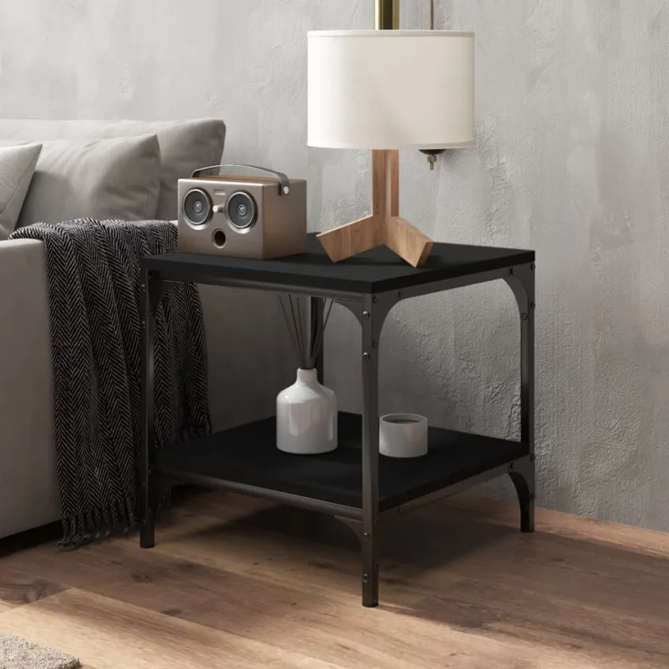 vidaXL Bijzettafels 2 st 40x40x40 cm bewerkt hout zwart, foto 4