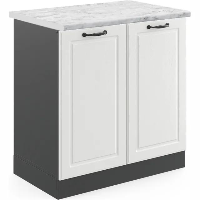 Vicco R-Line Wastafelkast – 80 cm, WB Marmer Wit Landhuis Wit landelijk/Antraciet