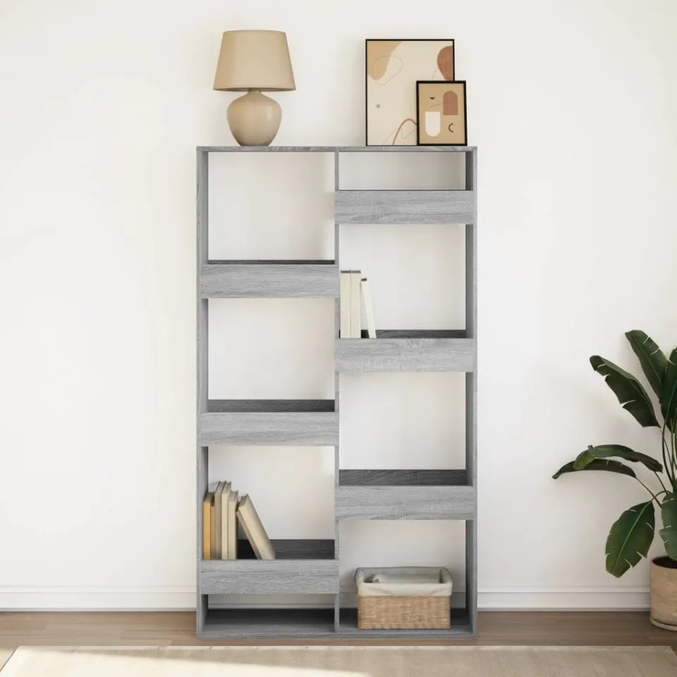 vidaXL Boekenkast 100x33x175 cm bewerkt hout grijs sonoma eikenkleurig, foto 3