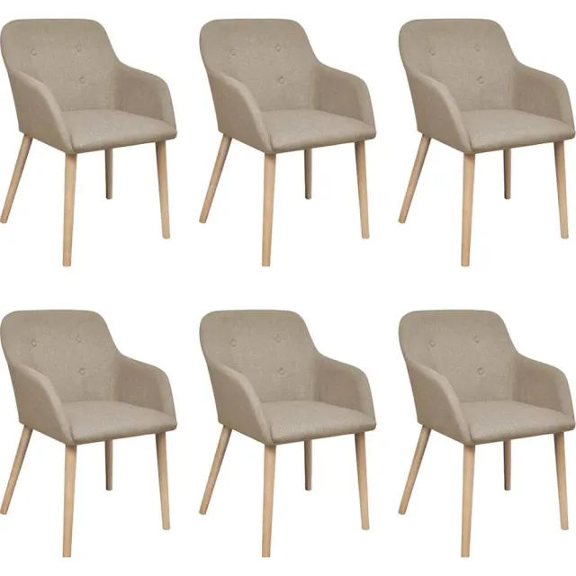 vidaXL Eetkamerstoelen 6 st stof en massief eikenhout beige