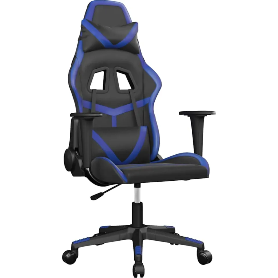 vidaXL Massage gamestoel kunstleer zwart en blauw, foto 3