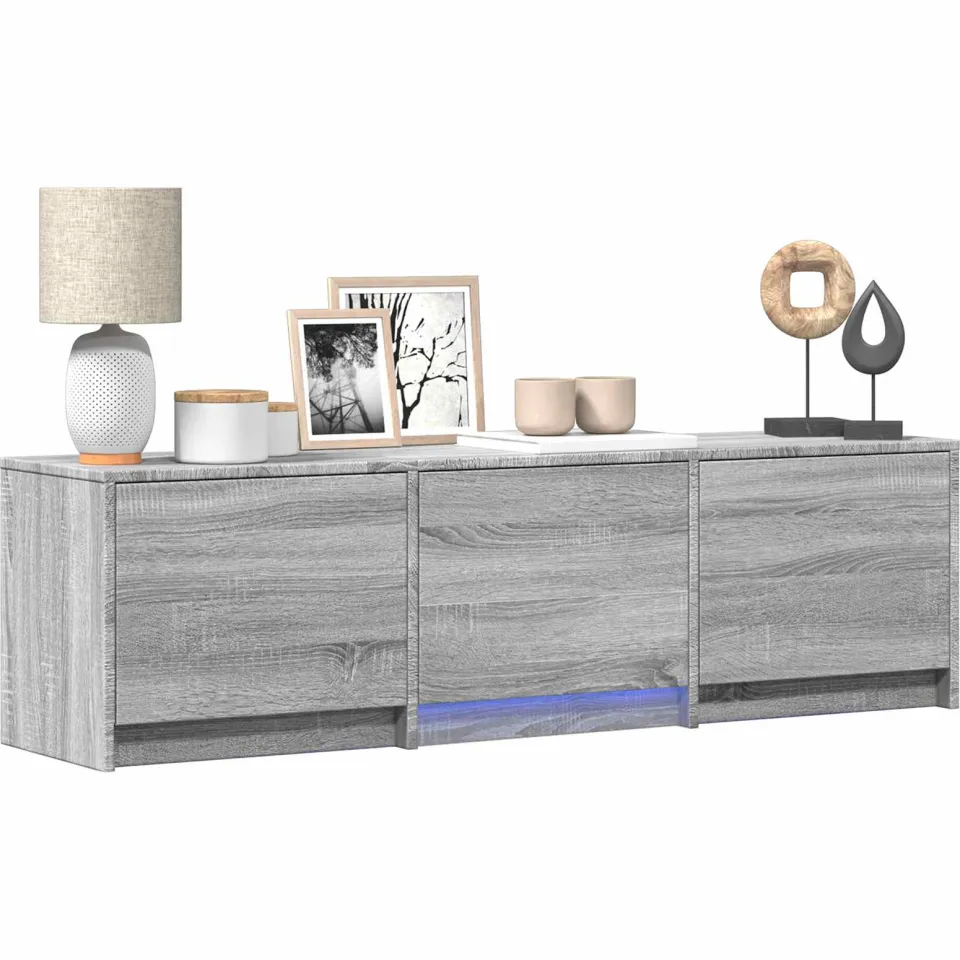 vidaXL TV-kast met LED 140x34x40 cm Grijs Sonoma Geconstrueerd hout