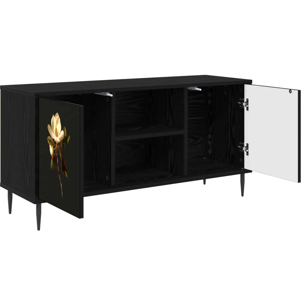 vidaXL Tv-meubel BREMEN 102 x 33 x 51 cm Zwart eiken Bewerkt hout