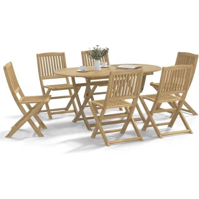vidaXL 7-delige Tuinset massief acaciahout Bruin