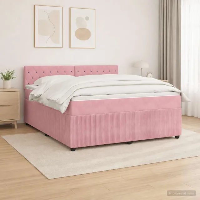vidaXL Boxspringbed met matras Roze 160 x 200 cm Fluweel